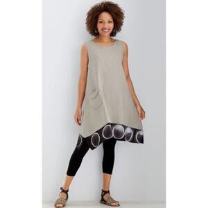 Laura Hunter Ellipse Linen Dress in Oatmeal Size XL